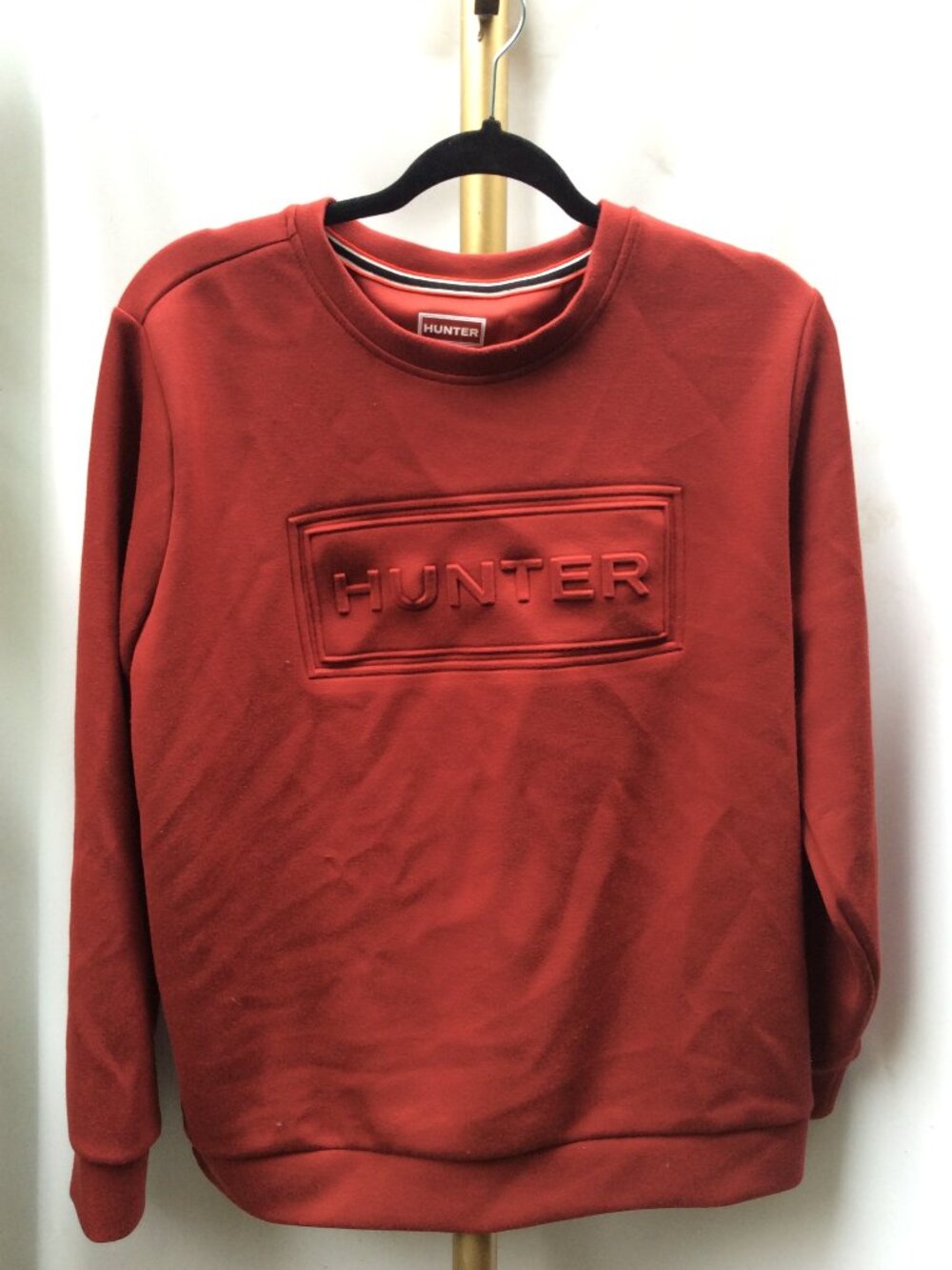 Hunter Embossed Logo Crewneck Sweatshirt Red Size L